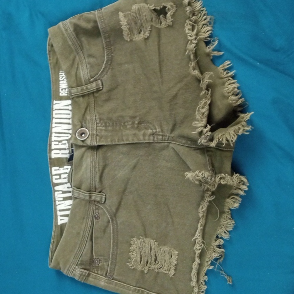 Vintage reunion shorts Rewash brand    sz7/28        green in color